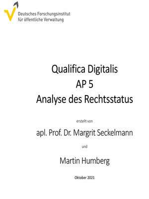 cover image of Qualifica Digitalis – Analyse des Rechtsstatus